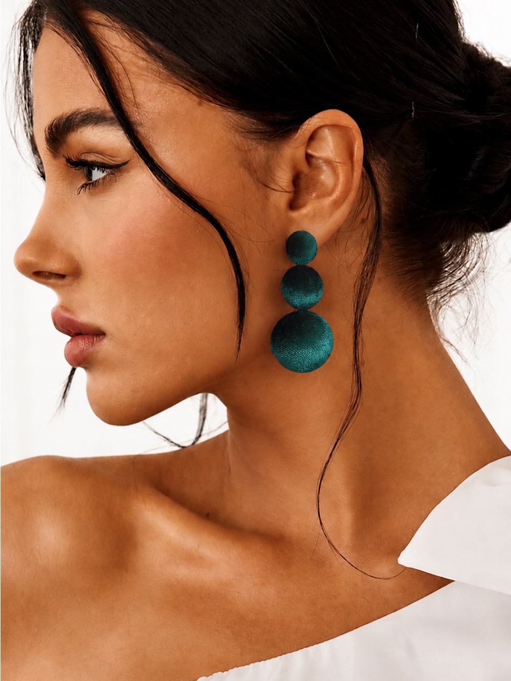 Emerald Green Velvet Statement Drop Earrings